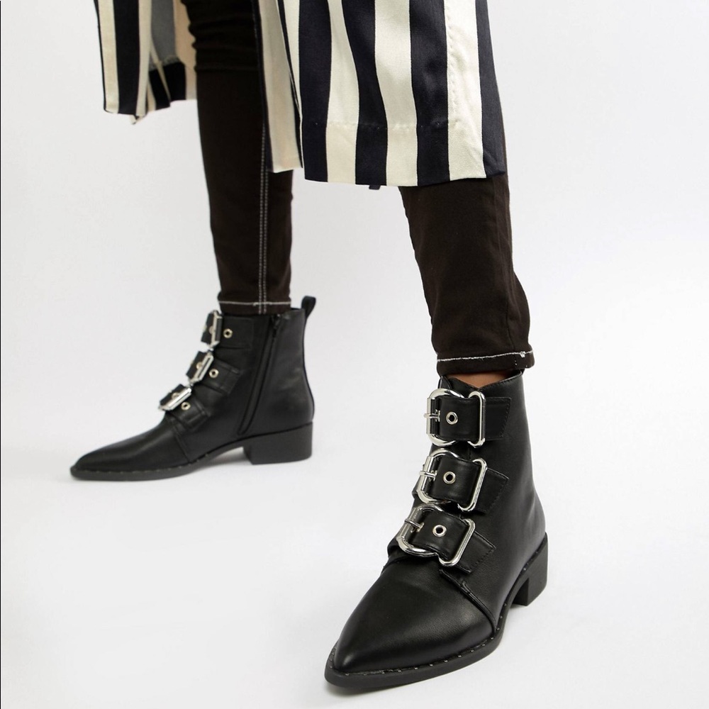 Misguided black pointed toe boots